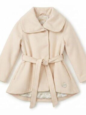 Disney Princess Light Pink Belted Pea Coat with Flared Hem & Gold Trim